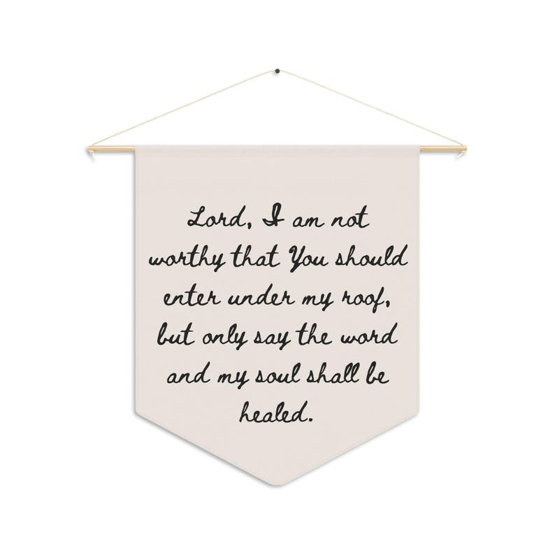Catholic Mass Quote Pennant Wall Art for Dorm or Catholic School Faith Banner for College Student Gift Catholic Home Sign Godchild Gift Idea image 4