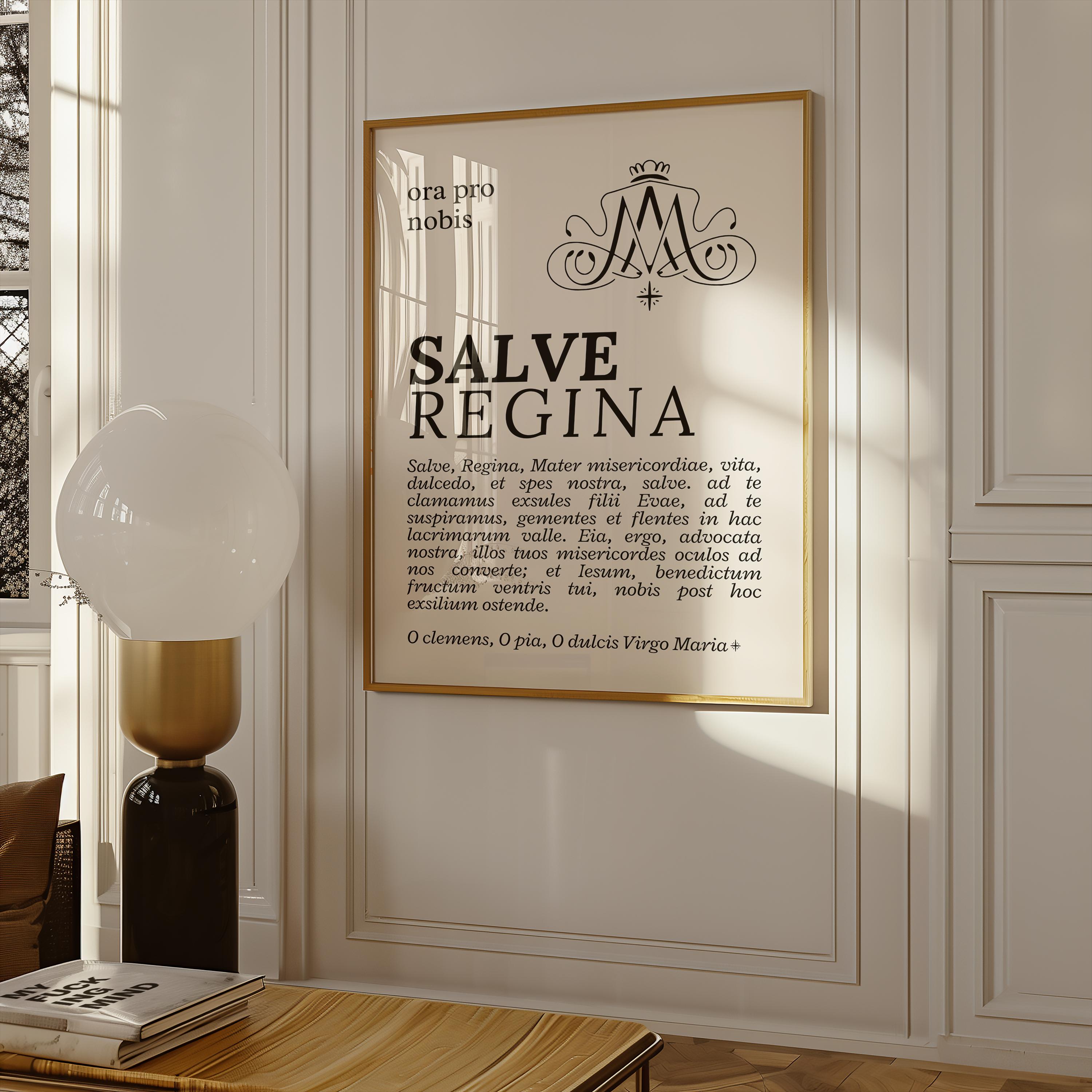 Salve Regina Catholic Wall Art Hail Holy Queen Prayer Print Marian ...