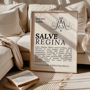 Marian Auspice Catholic Printable Salve Regina Prayer Art Marian Monogram Latin Prayer Download Catholic Decor Hail Holy Queen Catholic Home