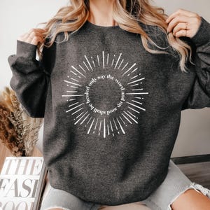 Faith Inspired Sweatshirt Catholic Prayer Design Christian Clothing Apparel Eucharist Reference Holy Communion Message Spiritual Text Crewneck Religious Expression Garment Minimalist Catholic Fashion Comfortable Church Wear Meaningful Gift