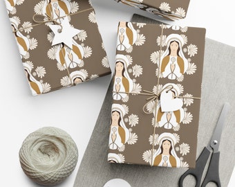 Blessed Mother Holiday Gift Wrap Papers - Catholic Christmas - Advent - Holiday Wrapping Paper - Virgin Mary - First Communion, Confirmation