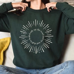 Minimalist Catholic Apparel Prayer Quote Sweatshirt Christian Faith Clothing Spiritual Message Crewneck Holy Communion Inspired Design Religious Text Garment Meaningful Catholic Gift Comfortable Devotional Wear Church Service Attire Unisex