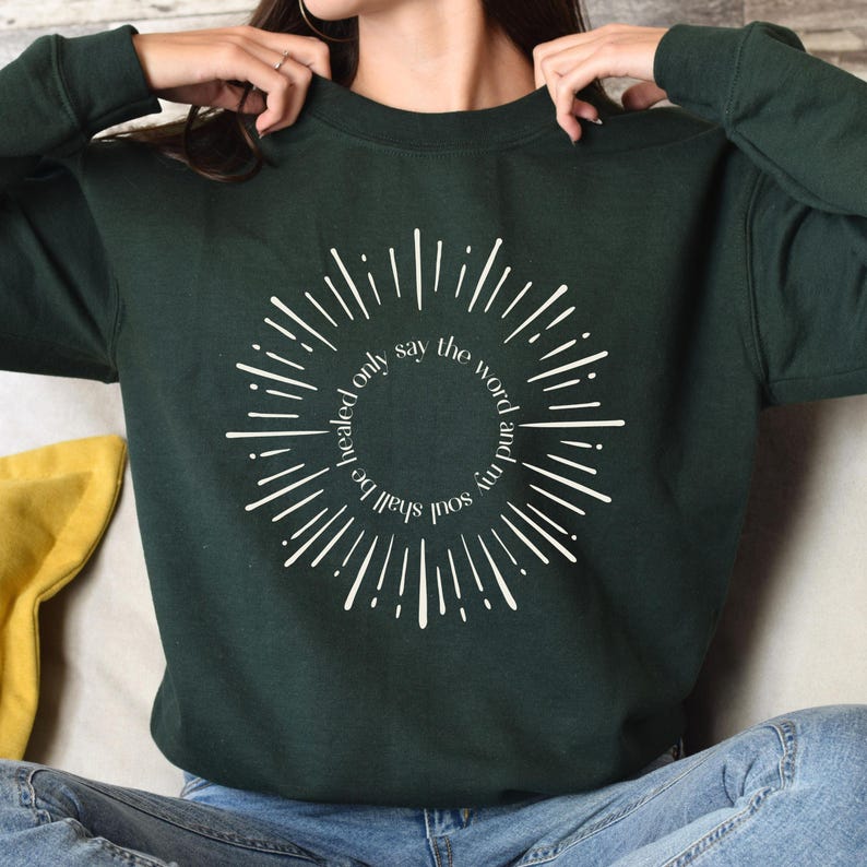 Minimalist Catholic Apparel Prayer Quote Sweatshirt Christian Faith Clothing Spiritual Message Crewneck Holy Communion Inspired Design Religious Text Garment Meaningful Catholic Gift Comfortable Devotional Wear Church Service Attire Unisex