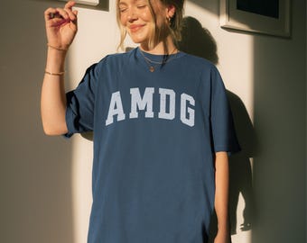 Catholic Amdg Shirt Jesuit Motto Apparel Minimal Design Religious Tee Teen Girl Gift Mom Faith Clothing Subtle Aesthetic Style Cotton