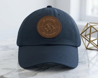 Catholic Hat AMDG Ad Majoren Gei Gloriam Hat with Leather Patch Catholic Dad Gift Catholic Father Gift Father's Day Gift Catholic Teen Gift