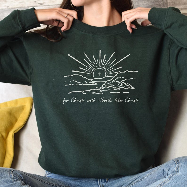 Subtle Religious Clothing Minimalist Christian Sweatshirt Faith Message Apparel Christ Centered Design Spiritual Quote Inspiration Unisex Crewneck Comfortable Fabric Casual Style Modern Look Faith Expression Statement Piece Gift Idea