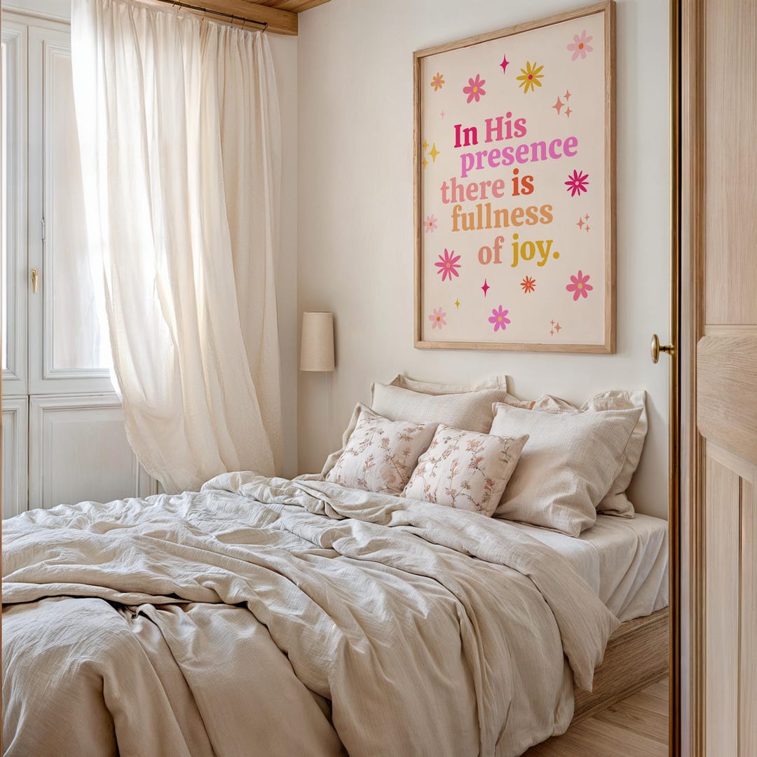 Psalm 16 Scripture Wall Art Pink Orange Christian Poster Bible Verse ...