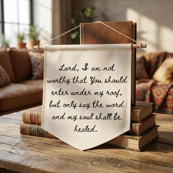 Catholic Mass Quote Pennant Wall Art for Dorm or Catholic School Faith Banner for College Student Gift Catholic Home Sign Godchild Gift Idea