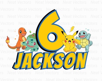 Pikachu, Custom Pikachu Birthday Design, Personalized, SVG, PNG, JPG, Digital Download, Instant