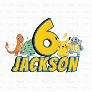 Pikachu, Benutzerdefinierter Pikachu Geburtstagsentwurf, personalisiert, SVG, PNG, JPG, digitaler Download, Sofort