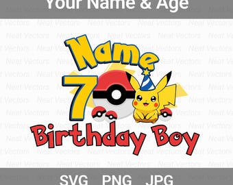 Personalized P-kachu Birthday Design, Custom, Birthday Kid SVG, Birthday Boy, Girl PNG, JPG, Digital Download