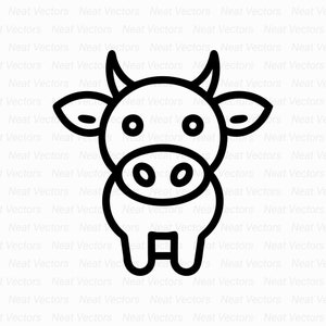 Cow Silhouette Svg, Cute Cow Head, Cute Kid Cow Farmhouse Clipart, Cute animal, Cow PNG, Instant Download