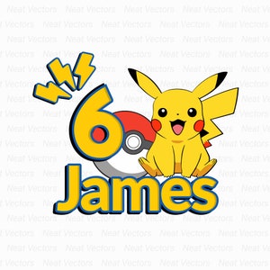 Pikachu, Custom Pikachu Birthday Design, Personalized, SVG, PNG, JPG, Digital Download, Instant
