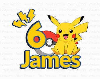 Pikachu, Custom Pikachu Birthday Design, Personalized, SVG, PNG, JPG, Digital Download, Instant