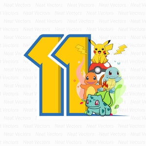 Pikachu Birthday Design, Age 11, SVG, PNG, JPG, Digital Download, Instant