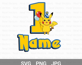 Personalized P-kachu Birthday Design, Custom, Birthday Kid SVG, Birthday Boy, Girl PNG, JPG, Digital Download