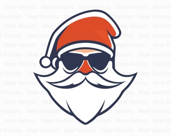 May include: A cartoon illustration of Santa Claus wearing sunglasses and a red hat. His beard is white and his eyes are closed.