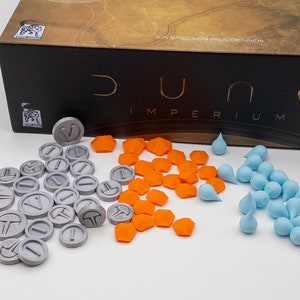 Dune Imperium Game Upgrade - 3D Resource Tokens - Spice, Water and Solaris - Game Token Upgrade Set