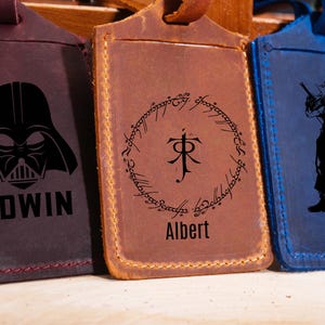 Personalized Leather  Star Wars Luggage Tag: Star Trek / Disney / Video Game Bag Tags, Custom Engraved Handmade Luggage Tag