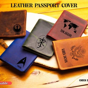 Personalized Star Trek Passport Holder, Custom Star Wars Leather Passport Cover, Leather Passport Holder, Custom Leather Passport Cover