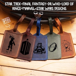 Personalized Leather Video Game Luggage Tag: Custom Star Wars / Star Trek Bag Tags
