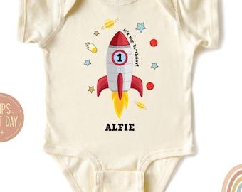 Personalized Rocket Ship Birthday Shirt: Space Astronaut Tee