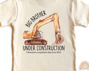 Personalized Big brother Shirt, Future Big Brother Gift, Big Brother Under Construction T-Shirt, Big Bro Toddler Tee, Pregnancy Announcement