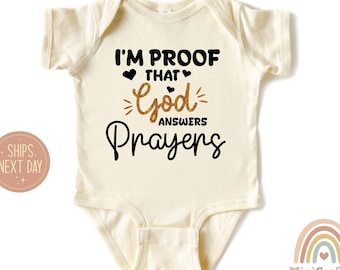 Proof God Answers Prayers Baby Onesie®, Christian Kids Clothig, Religious Toddler Gift