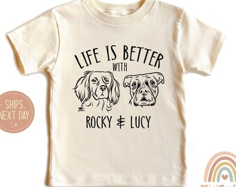 Custom Pet Name Toddler T-Shirt, Toddler Shirt with Dog, Personalized Dog and Cat Shirt, Dog Name Kids Shirt, Gifts Dog Owner