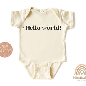 Hello World Coding Baby T-Shirt, Programming Humor, 100% Cotton