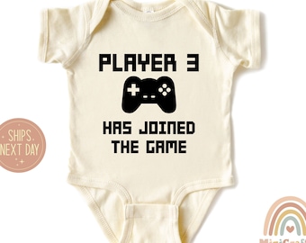 Newborn Gift - Player 3 Has Joined the Game Baby Onesie®, Computer Gamer Tee- Birth Announcement Shirt, Gamer Parents New Baby Gift