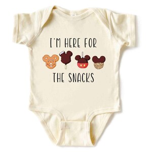 Just Here for the Snacks Kids Shirt, Disney Snacks Baby Onesie, Cotton Natural Toddler Gift image 4
