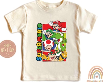 Kids Super Mario Birthday Shirt, Mario and Friends Party Tee, 100% Cotton Onesie®