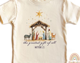 Nativity Scene Christmas Kids Shirt, Religious Toddler Gifts, True Story Tee, Christian Bible Verse Sweatshirt, Baptism Jesus T-Shirt