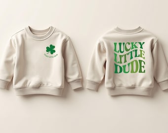 St. Patrick's Day Toddler Boy Sweatshirt, Lucky Charm Little Dude Irish Gifts Kids, Funny Holiday Crew Neck, Shamrock 2T 3T 4T 5T Sweatshirt