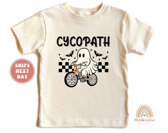 Kids Halloween Ghost T-Shirt, "Cycopath" Bike Rider Tee