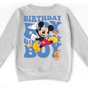 Custom Mickey Mouse Birthday Toddler Sweatshirt, Disney Birthday Boy Gift, Personalized Name 2T 3T 4T 5T Sweater, Birthday Party Crew Neck