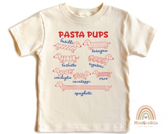 Pasta Pups Dachshund Kids Shirt, Italian Foodie Adult Tee, Dog Lover Toddler Gift