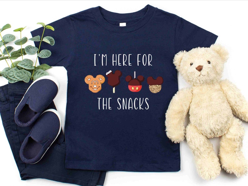Just Here for the Snacks Kids Shirt, Disney Snacks Baby Onesie, Cotton Natural Toddler Gift image 3