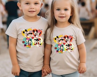 Valentines Day Disney Shirt, Retro Couple Shirts Gifts For Kids, Kiss Toddler T Shirt, Disneyworld Tee, Love Heart Sweatshirt, Mickey Minnie