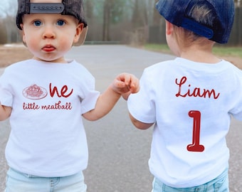 Custom One Little Meatball 1st Birthday Baby Onesie®, One Year Old Gift, First Birthday Boy, First Birthday Girl, Italian Birthday Party