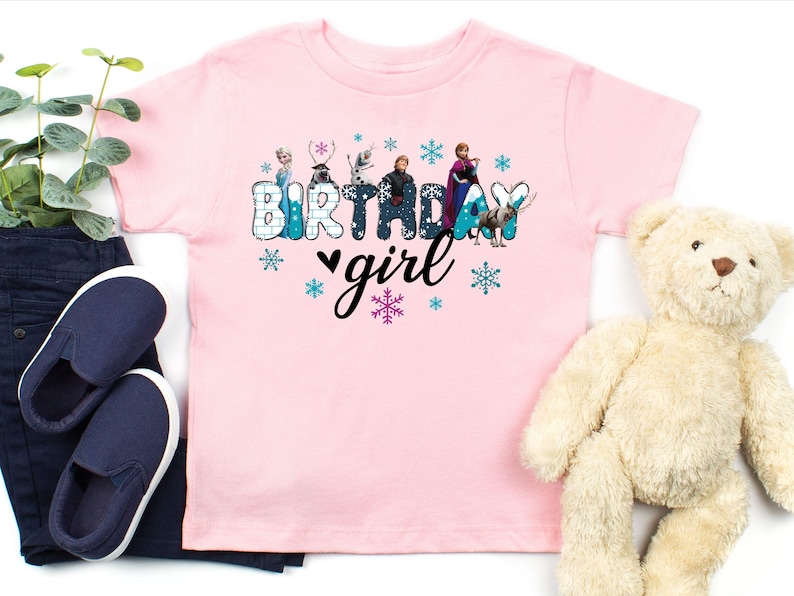 Custom Frozen Birthday Girl Shirt, Disney Princess Elsa Birthday Gift, Anna Kids Tee, Disneyland Toddler Trip Tshirt, Toddler Sweatshirt, Birthday Girl Gift, Frozen Birthday Gift Shirt Personalized Girl Birthday Tee, Custom Name Age Shirt, Princess Birthday Outfit, Winter Birthday Party