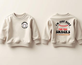 Game Day Baseball Snack Sister toddler Girl Sweatshirt, Cute Gifts For Kids, I&#39;m Just Here for the Snacks 2T 3T 4T Sweater, Baseball Season