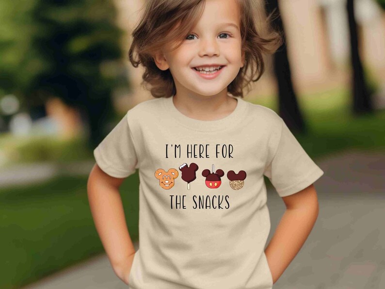 Just Here for the Snacks Kids Shirt, Disney Snacks Baby Onesie, Cotton Natural Toddler Gift image 9