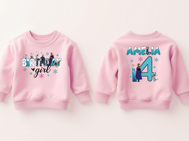 Custom Frozen Birthday Girl Shirt, Disney Princess Elsa Birthday Gift, Anna Kids Tee, Disneyland Toddler Trip Tshirt, Toddler Sweatshirt, Birthday Girl Gift, Frozen Birthday Gift Shirt Personalized Girl Birthday Tee, Custom Name Age Shirt, Princess Birthday Outfit, Winter Birthday Party
