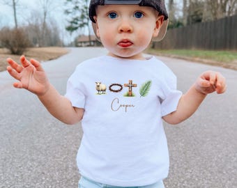 Personalized Easter Toddler Shirt, Christian Baby Onesie