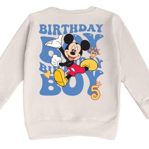 Custom Mickey Mouse Birthday Toddler Sweatshirt, Disney Birthday Boy Gift, Personalized Name 2T 3T 4T 5T Sweater, Birthday Party Crew Neck