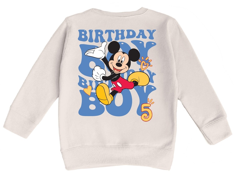 Custom Mickey Mouse Birthday Toddler Sweatshirt, Disney Birthday Boy Gift, Personalized Name 2T 3T 4T 5T Sweater, Birthday Party Crew Neck