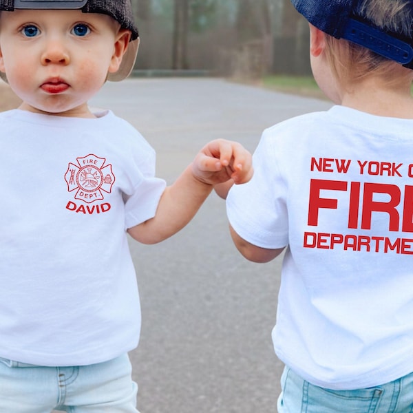 Personalized Kids Firetruck Birthday Shirt, Firefighter Toddler Boy Gift, Fireman Sweatshirt, Fire Truck Party Favor, Fire Dept Baby Onesie®