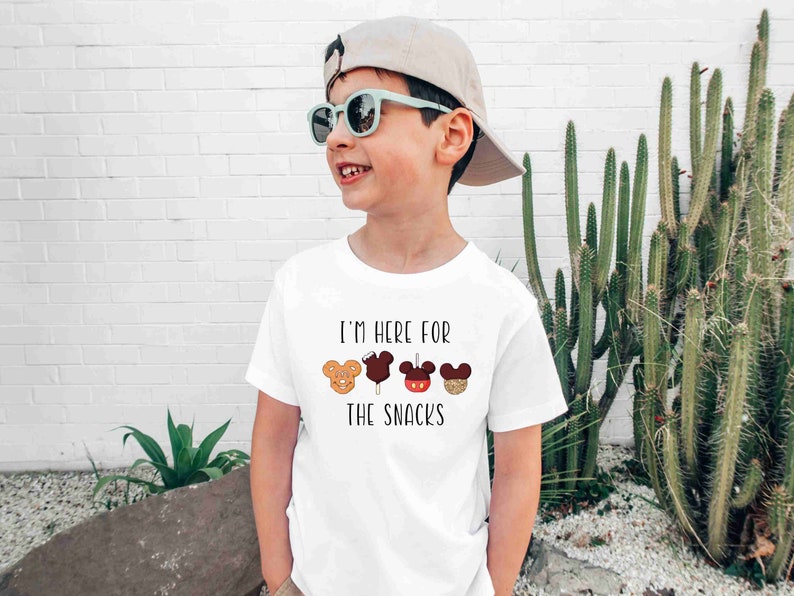 Just Here for the Snacks Kids Shirt, Disney Snacks Baby Onesie, Cotton Natural Toddler Gift image 2